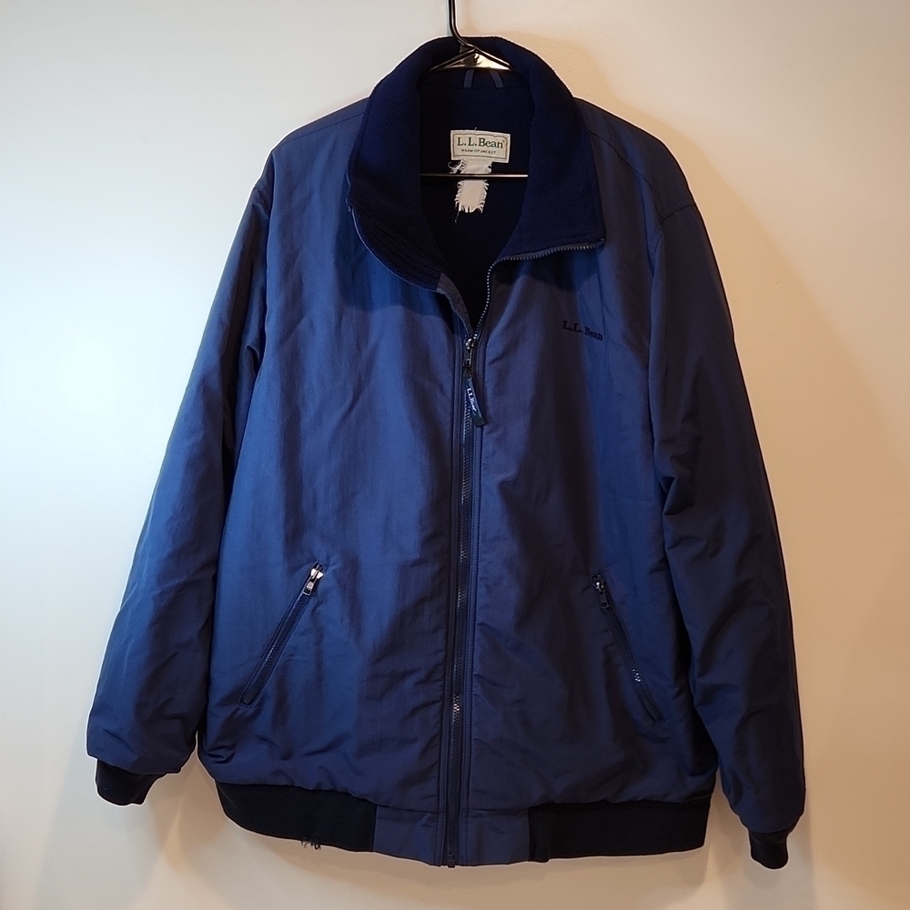 Vintage LL Bean Men’s Warm Up Bomber Jacket Fleece Lined USA Made Blue Mens XL